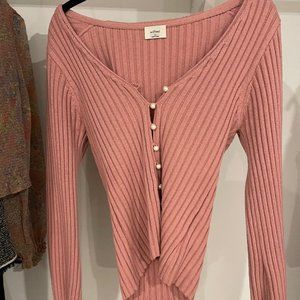 Aritzia Wilfred Pearl Cardigan - Light Pink XS